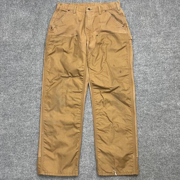 Carhartt Pants Mens 34x32 Brown Canvas Workwear Utility Carpenter Double Knee - Picture 1 of 15